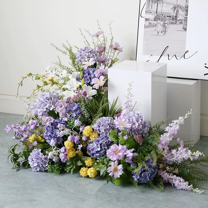 8 pcs Clove Purple Delphinium Artificial Flowers, 34.25''Artificial Snapdragon Flowers Tall Fake Flowers Silk Flowers Faux Delphinium Bulk for Tall Vase Home Wedding Garden Table Decor
