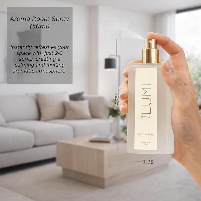 Luxury Aroma Gift Set | Peony Garden Scent - Reed Diffuser (200ml), Wood Wick Soy Candle (200g), Room Spray (50ml) | Includes Dried Flowers & 8 Reeds | Luxurious Fragrance for Home Décor | Great Gifts