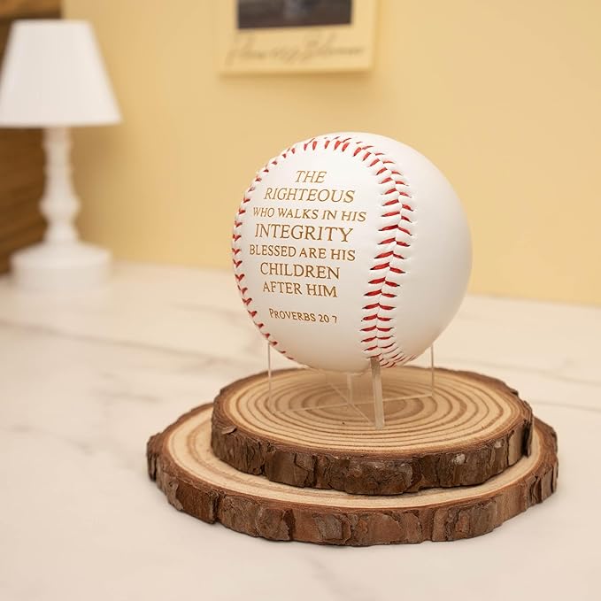 Christian Baseball Gifts – Proverbs 20:7 Integrity Scripture Baseball for Men, Boys, Women, Girls, Team Players – Faith Room Decor, College Dorm, Christmas Gift, Baseball Party Decoration