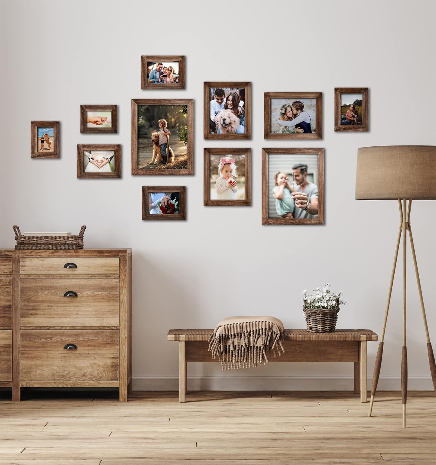 Yaetm 5x7 Picture Frame Distressed Wood, Rustic Solid Wood Photo Frame 5 x 7, Display for Tabletop and Wall, High Definition Glass, Carbonized Black (2 pack)