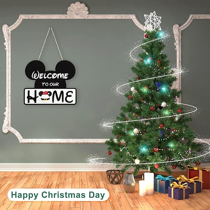 Cute Mouse Interchangeable Seasonal Welcome Door Sign for Front Door Decor, Interchangeable Welcome to Our Home Sign for Farmhouse Wall Porch Decor, Housewarming Gift