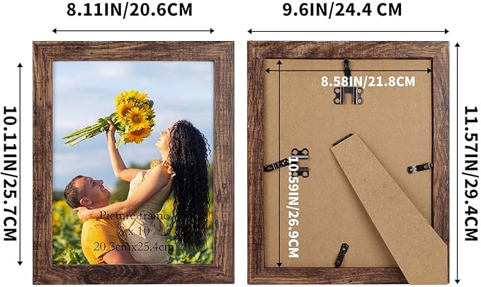 PETAFLOP 8x10 Picture Frame Set of 7, Rustic Frames Display 8 by 10 Inch Photo for Wall or Tabletop