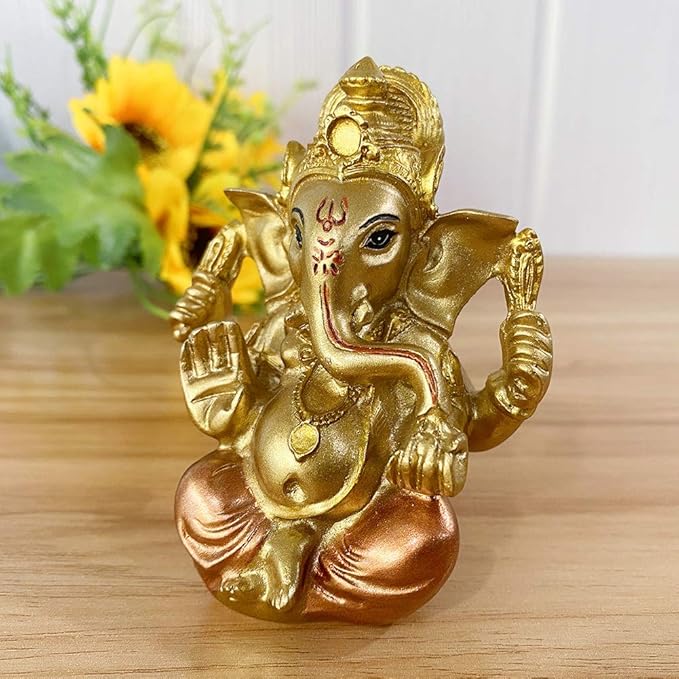 BangBangDa Hindu Ganesh for Car Dashboard - Indian Mini Ganesha Statue Decor India Home Office Temple Mandir Pooja Items Diwali Gift Murti Ganpati Idol Yoga Zen Meditation Room Altar Shrine Kit
