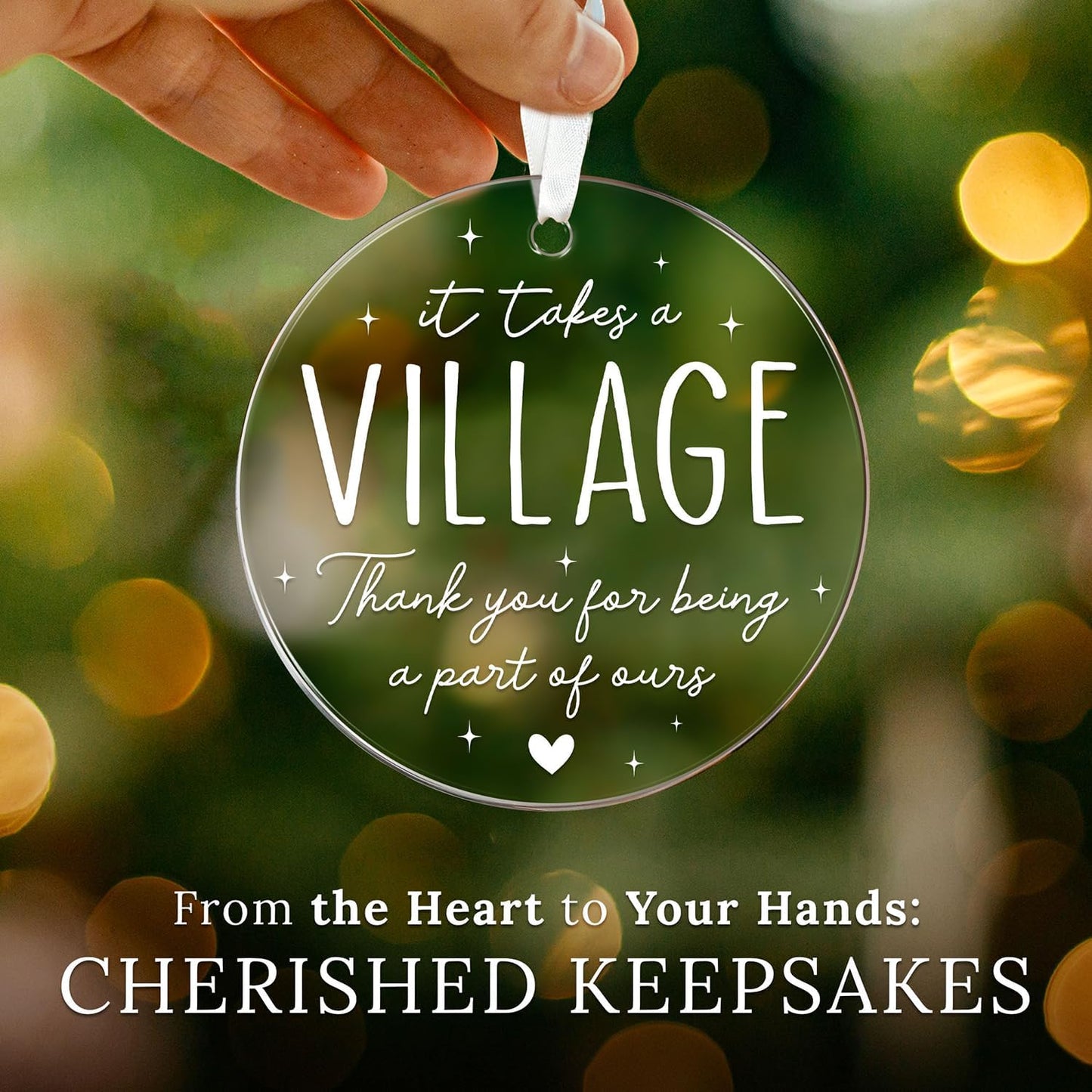 HEXMOZ Thank You Gifts for Women, Men - It Takes a Village Ornament - Teacher Ornament - Appreciation Gift for Teacher Coworker Daycare Provider Nanny Babysitter Coach - Acrylic Christmas Ornaments