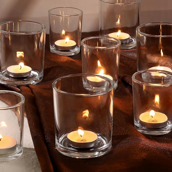 Volens 24pcs Assorted Clear Votive Candle Holders for Wedding Table Centerpieces, Large Glass Candle Holder for Votive & Tealight Candle, Party Decorations for Bridal and Baby Shower