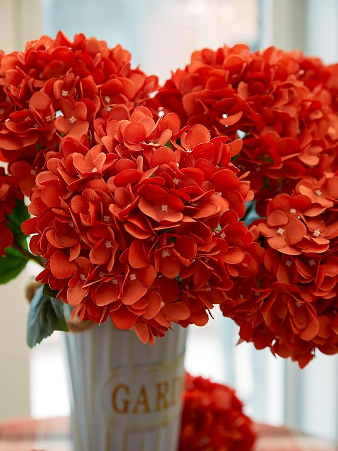 PARTY JOY 5PCS 15.4In Fall Decor Artificial Fall Flowers Bouquet Faux Hydrangea Stems for Wedding Centerpieces Fall Autumn Decorations for Home