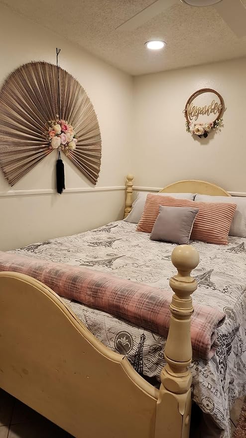 ChumDecor Fan Wall Decor, Japanese Giant Fan, Large Bamboo Fan Wall Art For Boho Hanging Headboard, Decorative Folding Fans For Over Bed, Asia Trending (Gray 48inch)