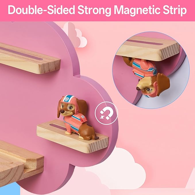 for Toines Box Shelf, for TonieBox 2/1 Cloud Tonie Shelf Magnetic Pink Tonies Display 12-20 Characters Compatible with Toniebox Player Storage Rack for Kids Play Room