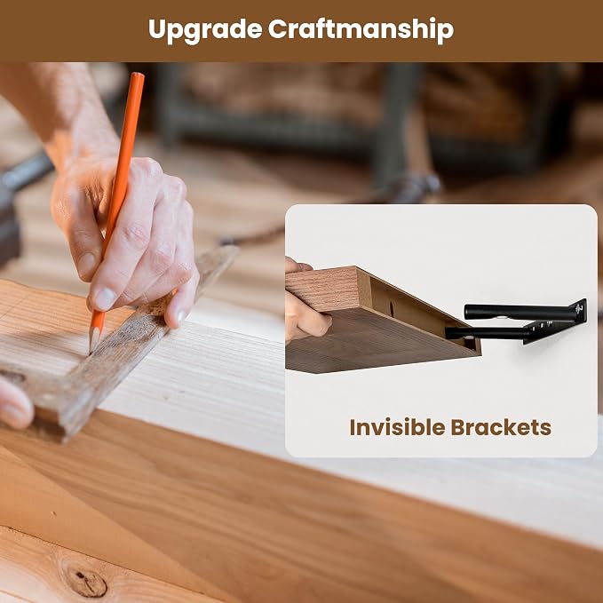 Axeman 24Inch Floating Shelves for Wall, 2 Pack Shelves for Bedroom, Bathroom, Kitchen, Hanging Wall Mounted Rustic Wood Shelf with Invisible Brackets for Books Decor, Walnut