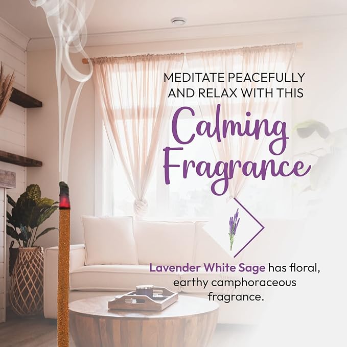 Sacred Element's Lavender & White Sage Masala Incense Sticks – Calming Aromatherapy Blend for Meditation, Relaxation & Cleansing – Perfect Fall or Housewarming Gift – 15g Pack (Total 100+ Sticks)