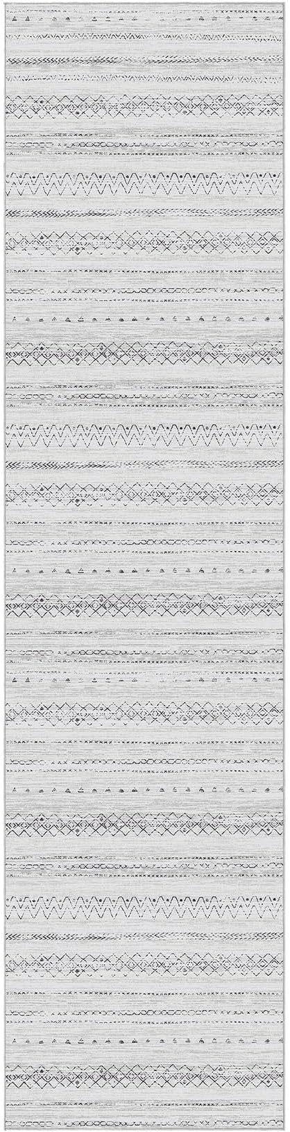 cotiled Hallway 2.6x10 Runner Rugs: Washable Boho Rugs with Non Slip Backing Large Soft Indoor Stain Resistant Carpet for Living Room Bedroom Farmhouse Dining Room Lightweight Home Decor Grey