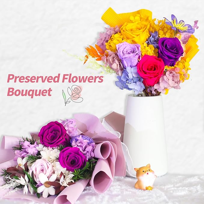 VTJMB Flowers for Delivery Prime, Preserved Flower Bouquet with Box, Birthday Dried Flowers Gift for Women, Mothers Day Gifts for Mom, Wife, Grandma, Friends