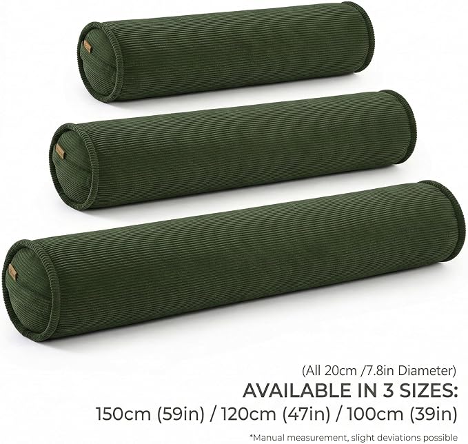 Cuddle Pillow – Corduroy Long Body Pillow for Adults, Cozy Bolster Pillow for Bed, Soft & Supportive for Relaxing Sleep,47 x 7.87 Inches,Avocado Green