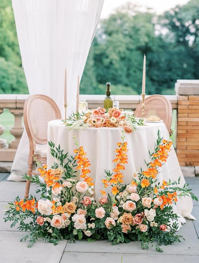 Orange Delphinium Artificial Flowers,8PCS Long Stem Silk Larkspur Flowers 33.5'' Faux Delphinium Stems for Tall Vase Home Wedding Table Decor(Orange)