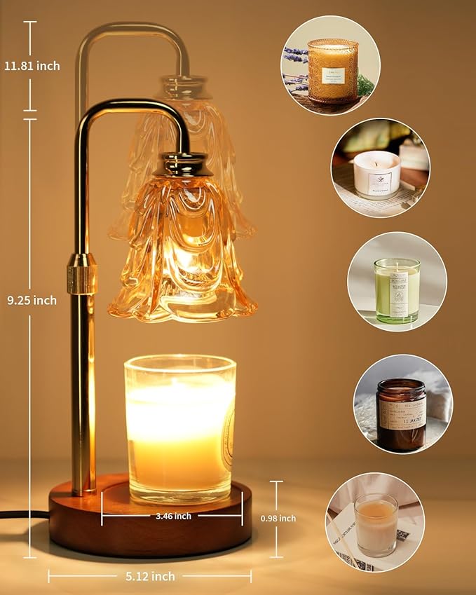 SupBri Tulip Candle Warmer Lamp, Adjustable Height, Dimmable Candle Warmer with Timer, Mom Womens Gifts for Birthday, Unique Home Decor Aesthetic (Gold)