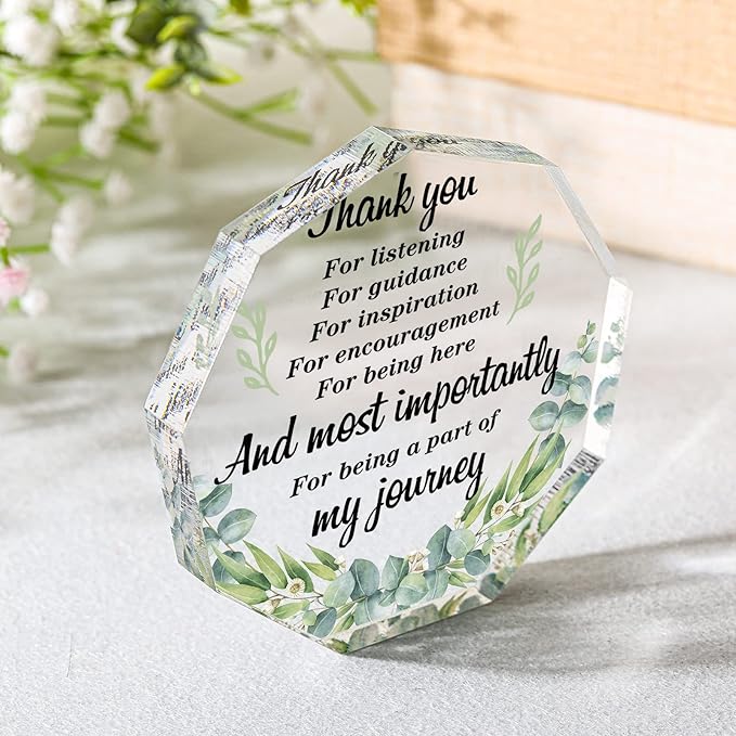 Yinder Thank You Gifts for Women Appreciation Gifts for Coworker Employee Nurse Teacher Leader Boss Inspirational Quotes Acrylic Desk Decor for Home Office Farewell Retirement