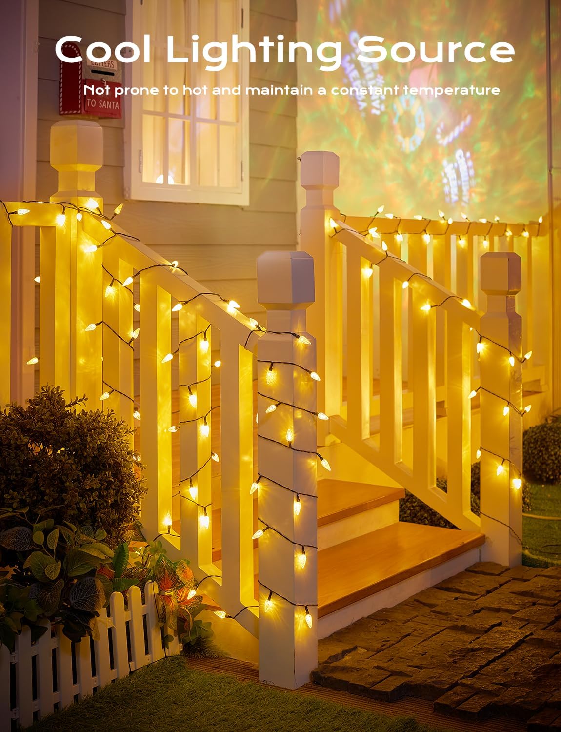 Brightown Solar Operated C6 Strawberry String Lights, 22.64ft 50 LEDs Warm White LED Christmas Fairy Lights, Solar Christmas Lights Outdoor, Christmas Decorations for Christmas Tree, Garden Decor