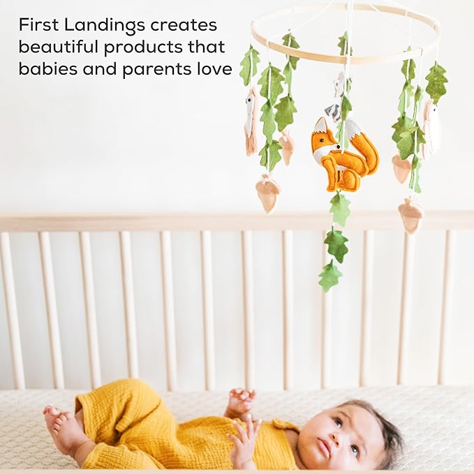First Landings Baby Mobile for Crib - Forest Animal Nursery Mobiles - Gender Neutral Baby Nursery Decor - Woodland Forest Animals