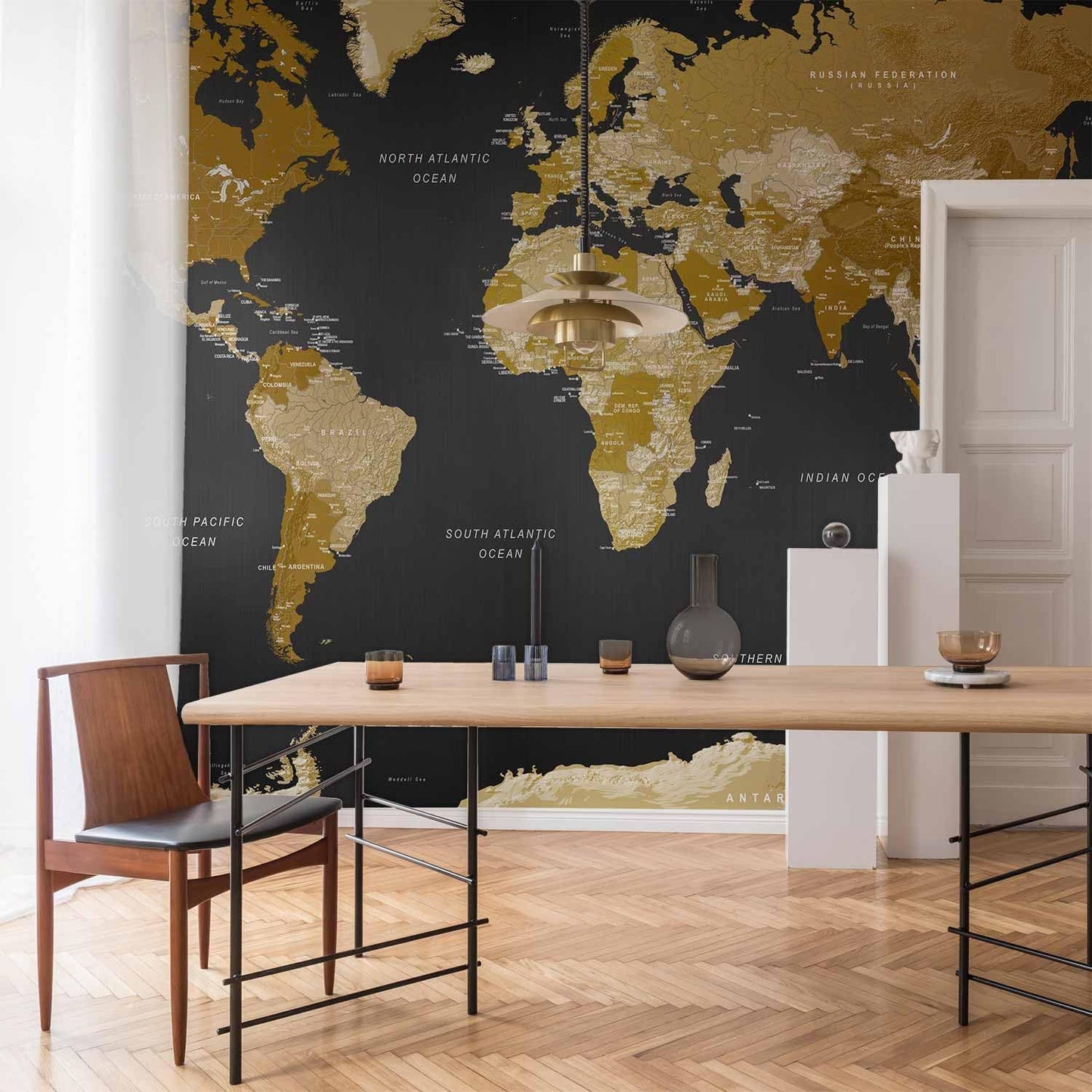 artgeist Wall Mural World Map 197x138 in - XXL Non-Woven Wallpaper Fleece Wall Decor Photo Print Picture Image Design Home Map of The World k-A-0092-a-a