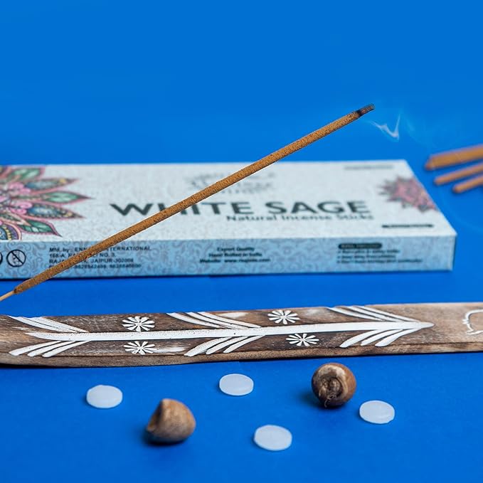 White Sage Incense Sticks for Cleansing 100 gm Pack - 100% Natural -Charcoal Free - Organic Non Toxic Clean Burning - Made from Upcycled Flowers