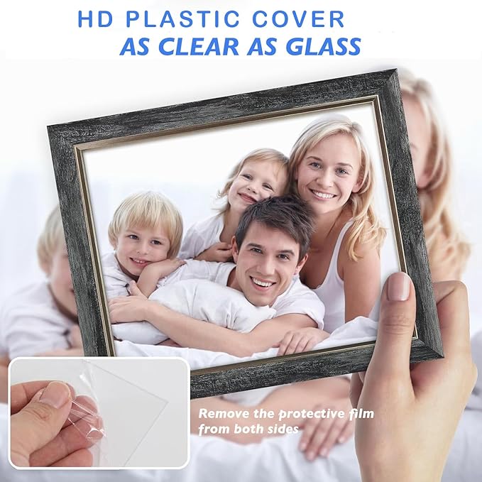 XUANLUO 8x10 Picture Frames Set of 4 Rustic Retro Photo Frame with HD Plastic Cover for Wall Mount and Tabletop Display Family Friends Wedding Gift