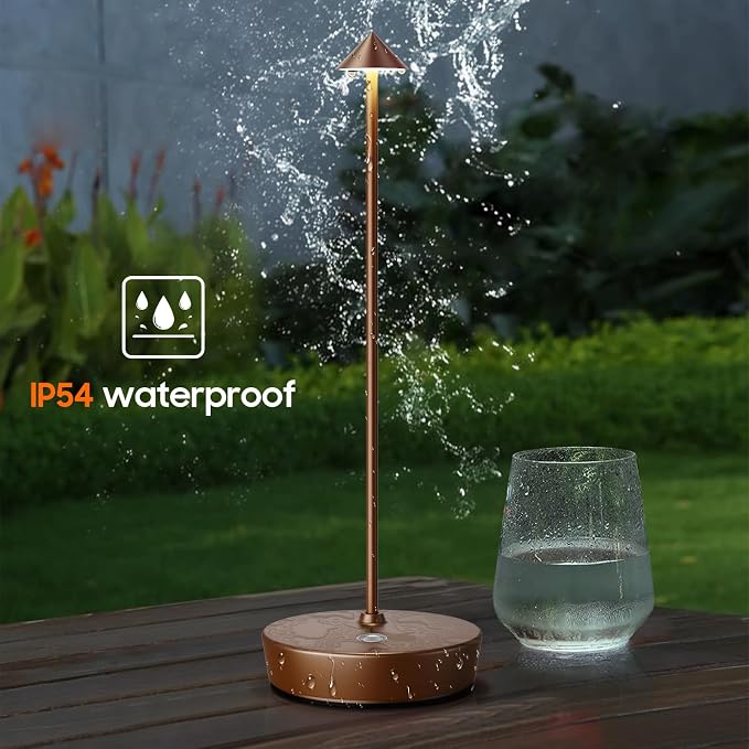 Set of 2 Rechargeable Cordless Table Lamp,6000mAh LED Battery Operated Desk Lamp Touch 3 Color Dimming Portable Outdoor Waterproof Table Light for Patio/Restaurant/Dining/Home (Coffee)
