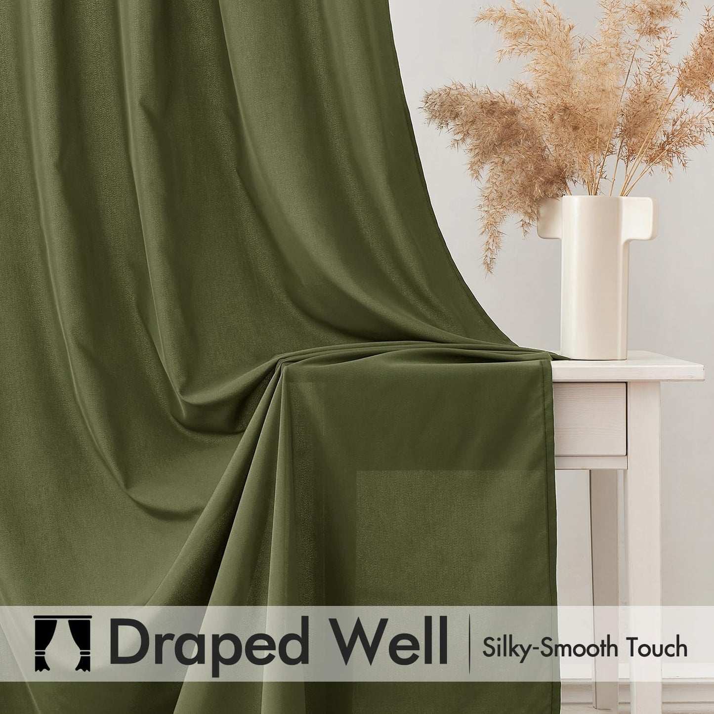 MIULEE Olive Green Privacy Sheer Curtains That Let Light in 72 Inches Long Non-See-Through Semi Sheer Curtain Light Filtering Window Curtains Drapes for Living Room Bedroom 2 Panels Set 42 X 72