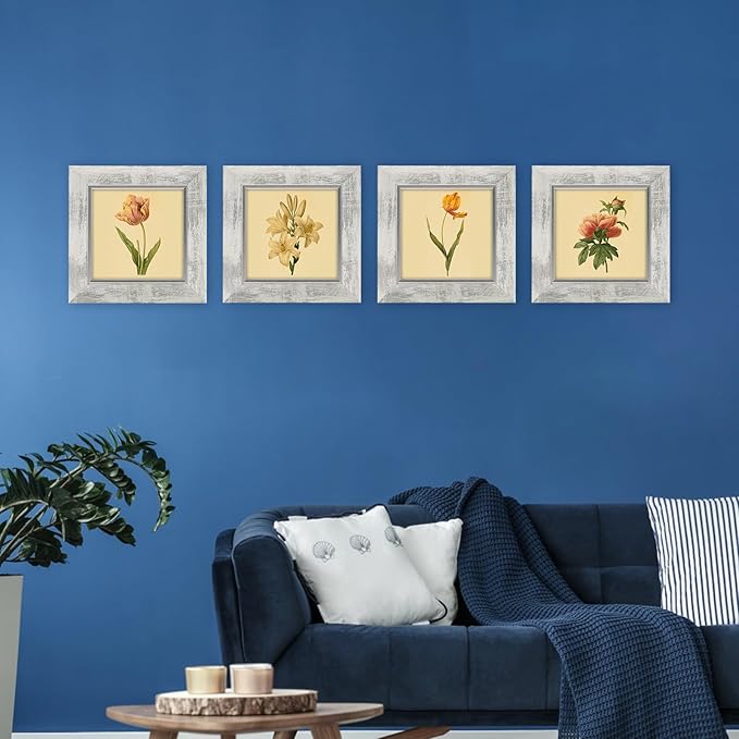 XUANLUO 5x5 Picture Frames Set of 4 Rustic Retro Photo Frame with HD Plastic Cover for Wall Mount and Tabletop Display Family Friends Wedding Gift