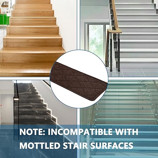 KOOTETA Stair Treads for Wooden Steps Indoor, 15 Pack 8" X 30" Non Slip Carpet Stair Treads with Reusable Adhesive for Kids Elders and Dogs, Surface Polyester TPR Backing Stair Rugs, Brown