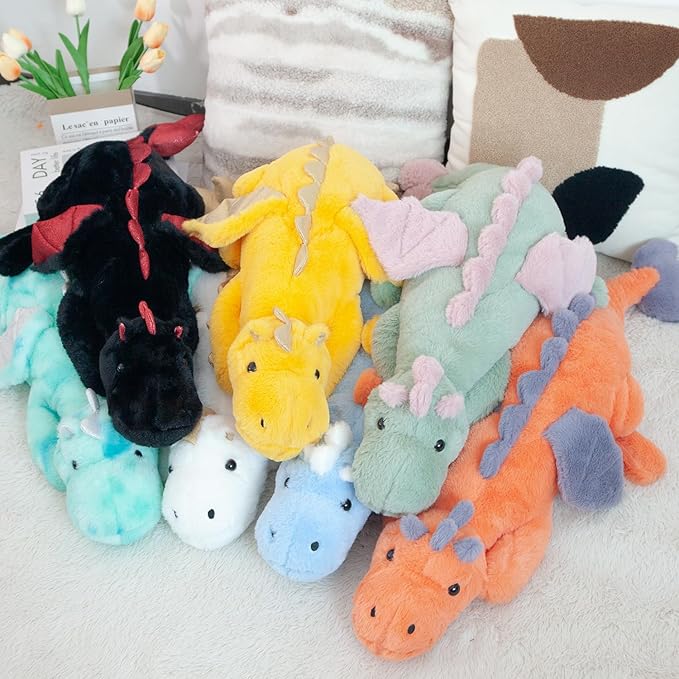 ARELUX Giant 50in 3Lb Big Black Dragon Large Stuffed Animals Cute Plush Toy Fuzzy Jumbo Dinosaur Pillow Plushies with Wings Cuddly Soft Green Pterosaur Plushie Gifts for Friends Family