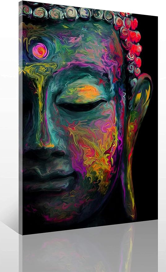 Abstract Buddha Wall Art Zen Wall Decor for Living Room Colorful Graffiti Thai Buddhist Statue Picture Meditation Room Modern Artwork Vintage Religious Spiritual Prints Yoga Spa Home Decoration 24x36"