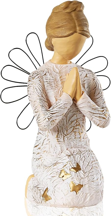 NAN ZAI NAN FANG Sympathy Angel Figurines for Loss of Loved Ones Angel Statues Home Decor Serenity Prayer Gifts for Women Resin Sculpted Hand-Painted Figure Bereavement Gift Praying Hands Statue
