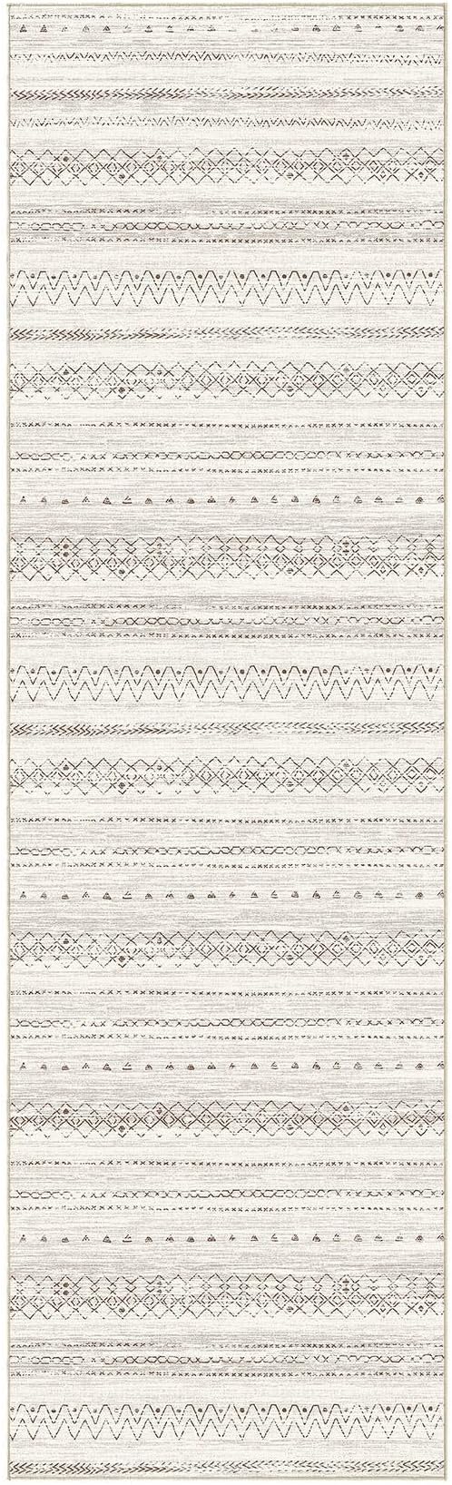 cotiled Hallway 2.6x8 Runner Rugs: Washable Boho Rugs with Non Slip Backing Large Soft Indoor Low Pile Carpet for Living Room Bedroom Farmhouse Dining Room Lightweight Home Decor Brown