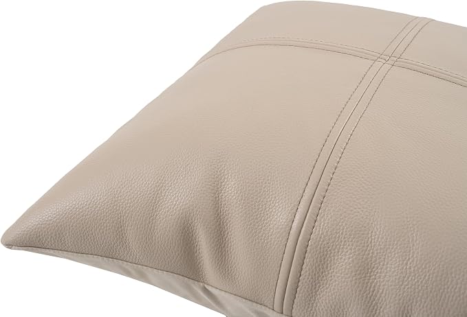Full Grain Leather Throw Pillow Cover (18" x 18") (Cream) | Cowhide Sofa Cushion Case Thick Genuine Leather Throw Pillow for Living Room Bedroom and Home Office, Pack of 1, Cover Only
