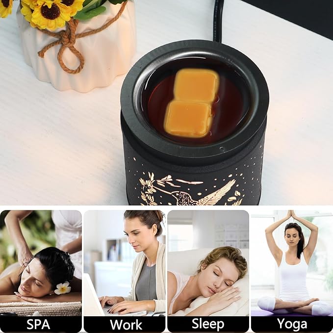 kobodon Hummingbird Metal Wax Warmer - Electric Fragrance Candle Oil Burner for Wax Melts as Gifts for Moms, Grandma, Women & Girls