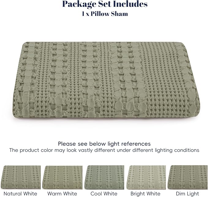 PHF 100% Cotton Waffle Body Pillowcase with Zipper, 1 Pack 20" x 54" Soft Skin-Friendly Pillow Sham, No Filling, Aesthetic Woven and Breathable Waffle Weave Body Pillow Cover for Bed, Dusty Sage