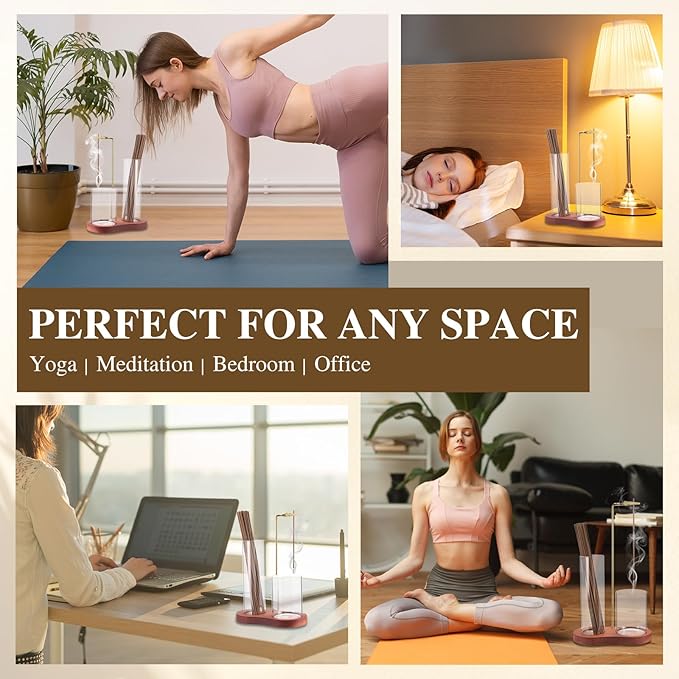 Incense Holder for Sticks, 2 in 1 Incense Stick Holder for Sticks with Glass Ash Catcher,Anti-Ash Flying No Mess Incense Burner,for Yoga Spa Meditation Home Decor(2 Pack)