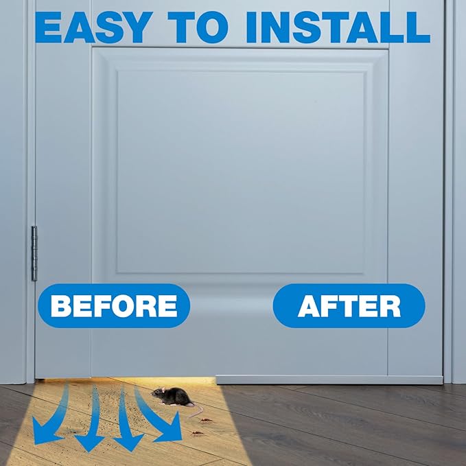 FoldTier 2 Pcs 1-3/4 x 36 Adjustable Double Bubble Door Sweep Bottom of Door, Under Doors Seal for Exterior Doors, Energy Efficient Draft Stopper, Slide to Install, Blocks Dust/Insects/Noise(White)