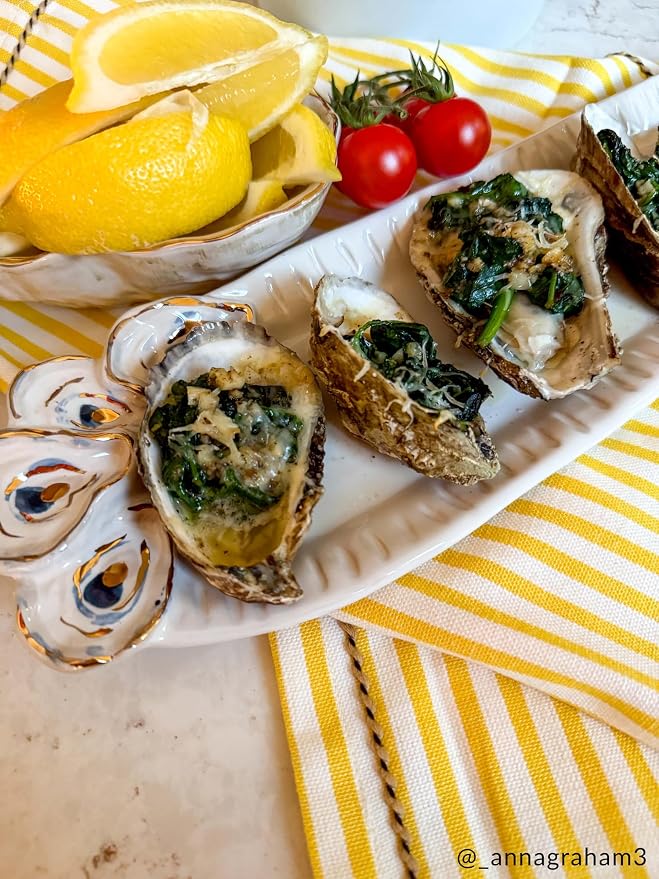 Mud Pie Oyster Tidbit And Tray Set; tray 4" x 14" | dip 2" x 5"