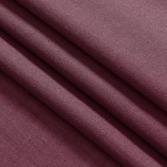 Nanspring Burgundy Linen Curtains for Living Room 100 Inches Long Light Filtering Semi Sheer Curtain Back Tab Vintage Boho Decor Elegant Luxury Drapes for Bedroom Dinner Room 52x100, 2 Panels