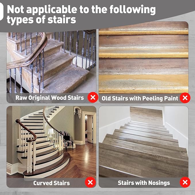 PURE ERA Bullnose Carpet Stair Treads Set Tape Free Non-Slip Indoor Stair Protectors Pet Friendly Rugs Covers Soft Skid Resistant Washable Reusable 9.5" x 30"(14 Pieces,Light Gray)