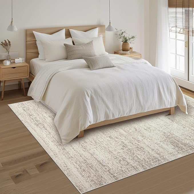 Srugn Washable Rugs 3x5 Area Rugs for Living Room,Bedroom- Non Slip Vintage Entryway Rug for Indoor Entry,Kitchen,Bathroom,Kids Girls Room,Home,Office,Ultra Soft Faux Wool Laundry Room Small Carpets