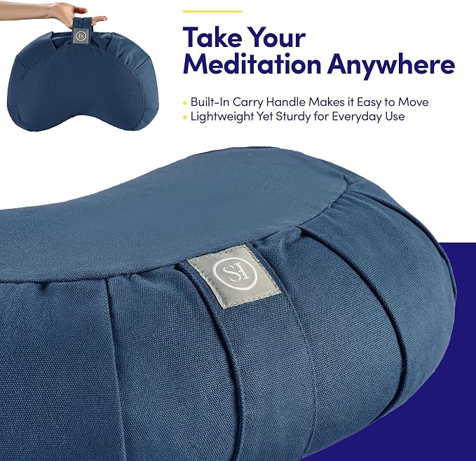 Meditation Cushion Bolster Pillow for Restorative Yoga β Supportive Cushion for Meditation, Pilates, and Relaxation β Filled with Buckwheat Hulls - Removable Cover