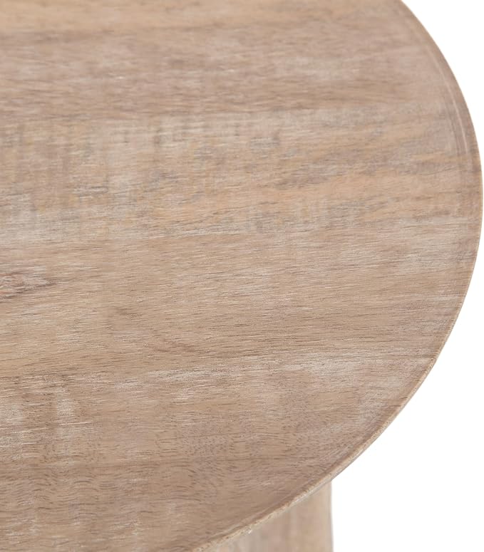 Kate and Laurel Gierson Modern Wooden Round Side Table; 12 x 12 x 22; Light Natural; Transitional Scalloped Wood End Table for Use as Bedroom Nightstand or Living Room Accent Table