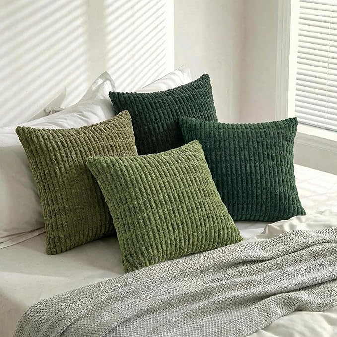 Fancy Homi 4 Packs Decorative Throw Pillow Covers for Living Room Couch Bed, Modern Farmhouse Boho Home Décor Accent Cushion Case, 16" x 16" (Pack of 4), Green Series