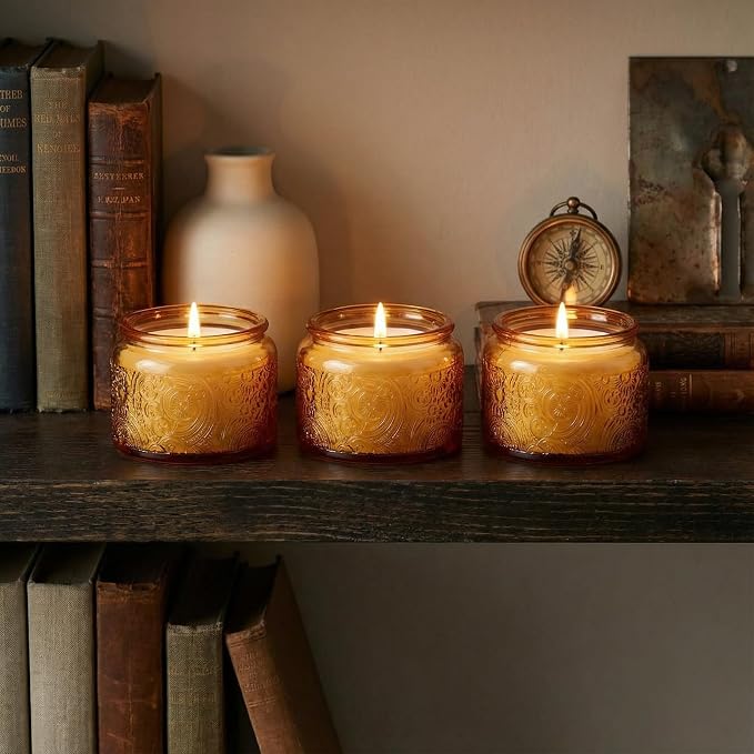 4 oz Multi-color Sun Moon Stars Candle Jars with Bamboo Lids, 18 Pack | Patented Embossed Design, Includes Wick Centering Devices & Warning Labels, Multiple Color Options