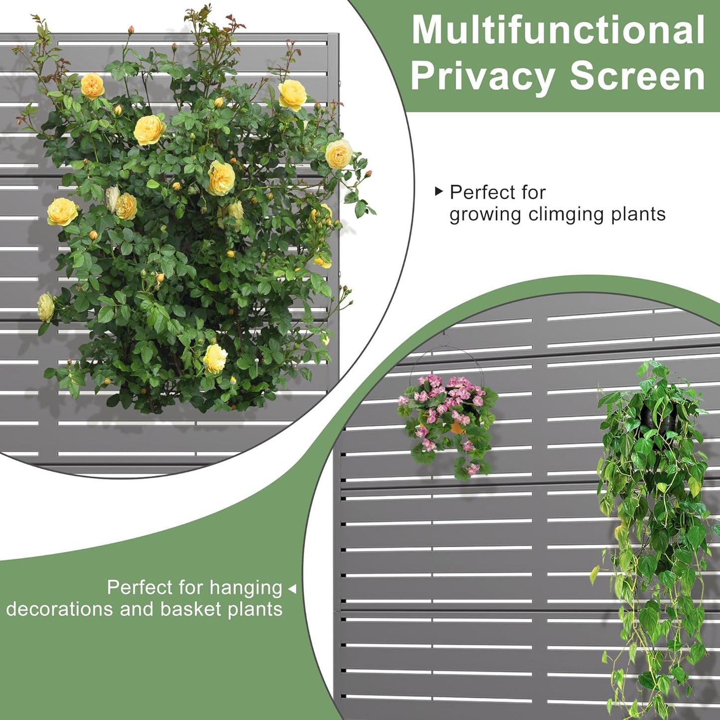 Casaphoria Metal Raised Garden Bed with Trellis and Wheels, 72"x47"x16" Planter Box for Climbing Plants, Vegetables & Vines, Features Drainage Holes and Privacy Screen (Grey-Louvered)