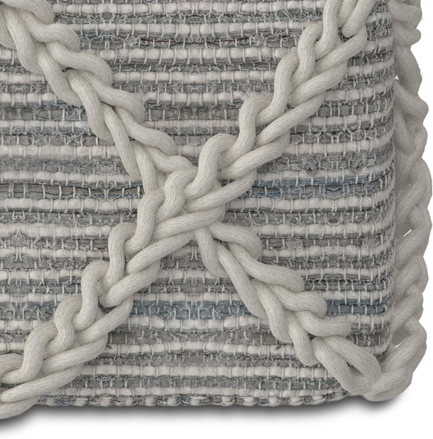 SIMPLIHOME Cowan Contemporary Square Pouf in Grey, Natural Handloom Woven for the Living Room, Bedroom and Kids Room