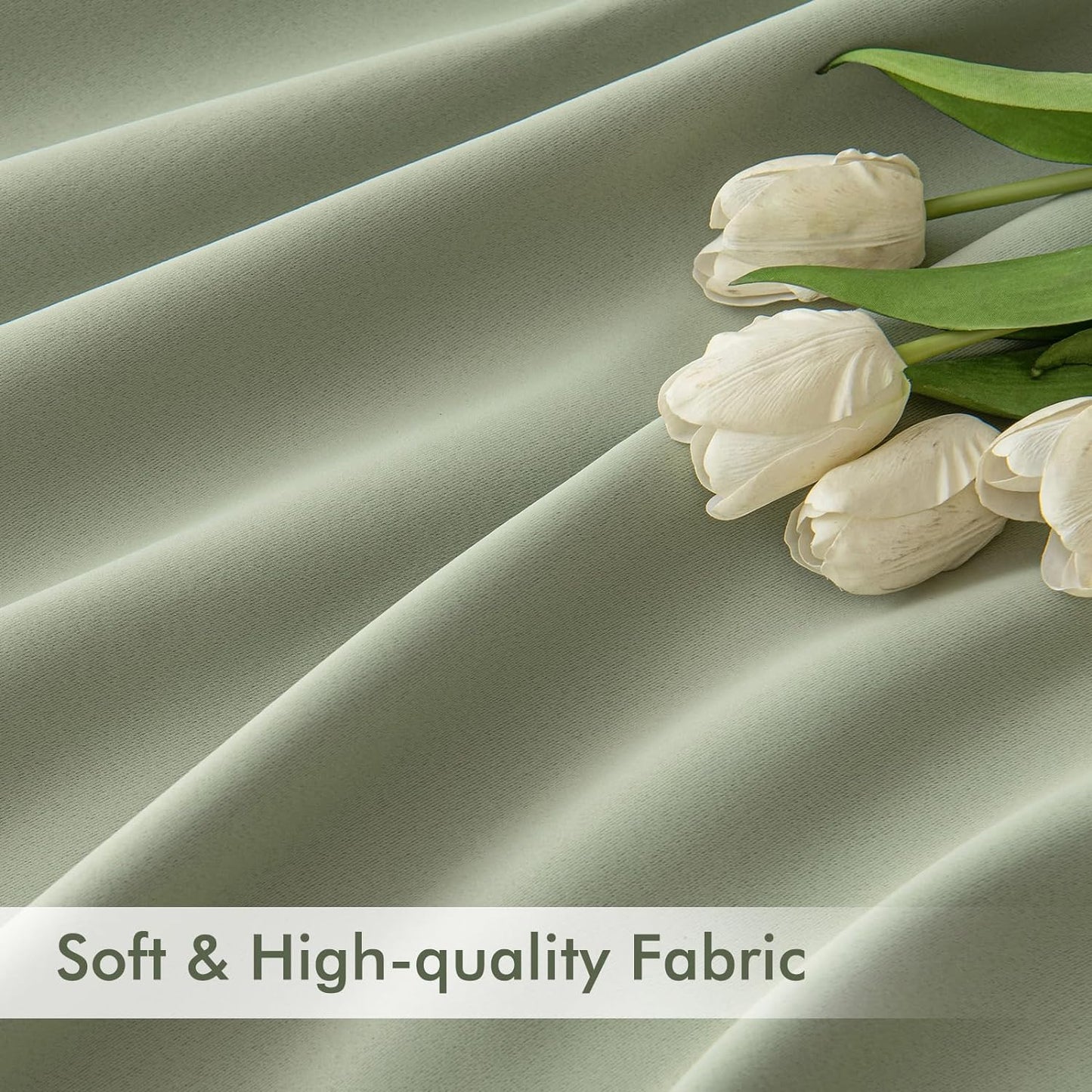 MIULEE Sage Green Back Tab Blackout Curtains 84 Inch Length 2 Panels Set for Living Room Bedroom Privacy, Rod Pocket/Pinch Pleated Thermal Insulated Room Darkening Light Blocking Drapes, W72xL84