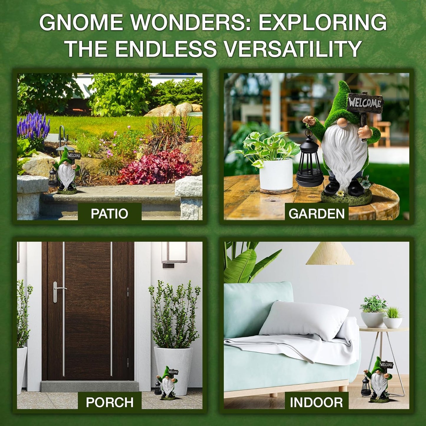 Garden Gnomes Outdoor with LED Solar Light - 11’’ Funny Gnome Decorations/ ornaments for Home/Yard/Patio Solar Lantern Garden Statues - Decor -Deals/clearance - Housewarming/Birthday Gifts